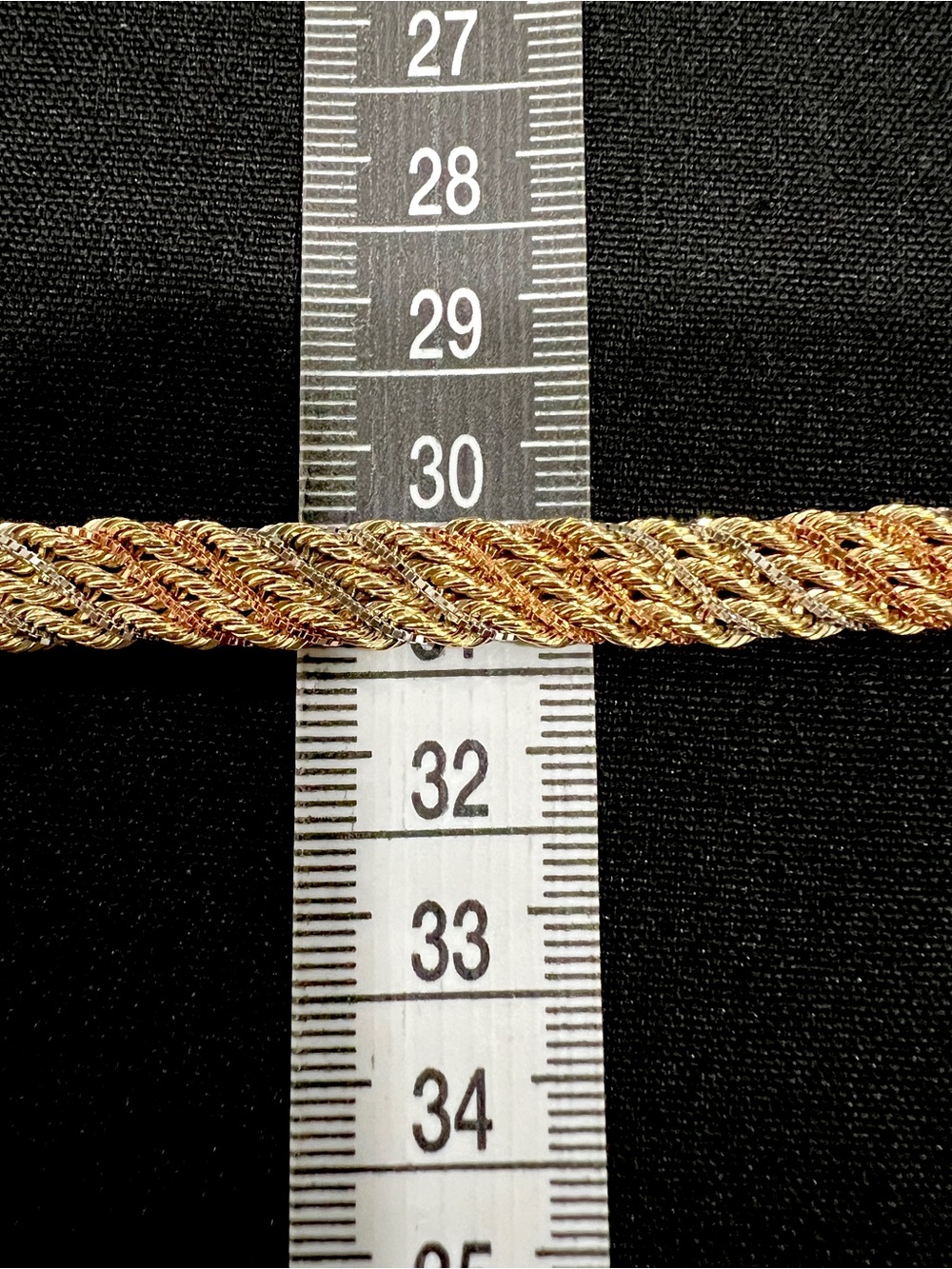 Vintage 14K Tri-Color Gold Braided Rope Chain Bracelet | 7.5", 8mm, 7g - Picture 8 of 10